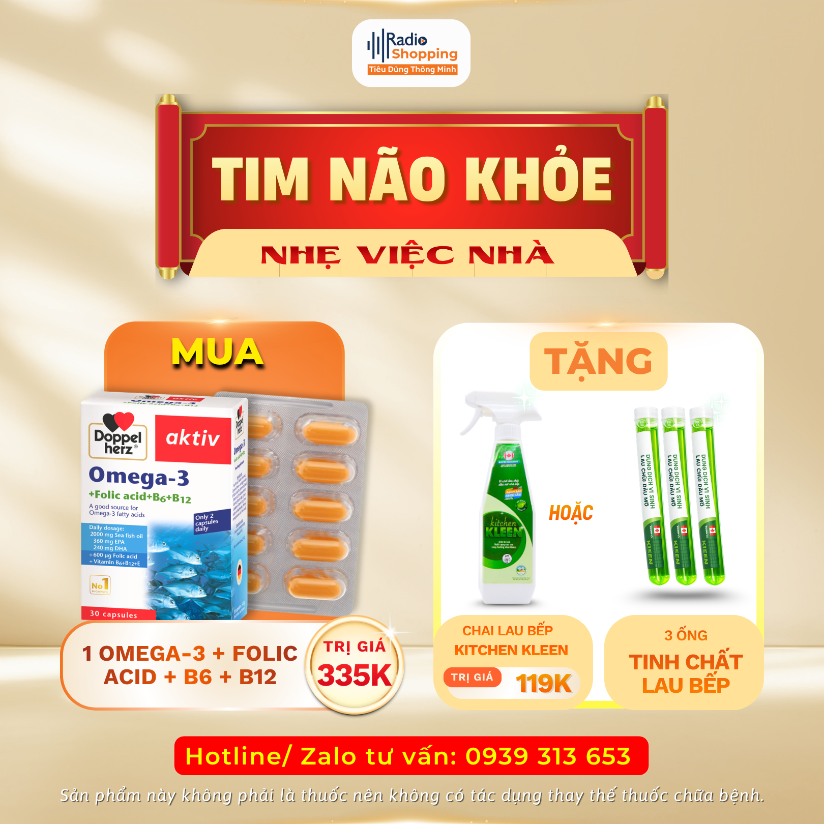 🎁 Chương trình khuyến mãi khi mua sản phẩm Omega 3 + Folic Acid + B6 + B12
